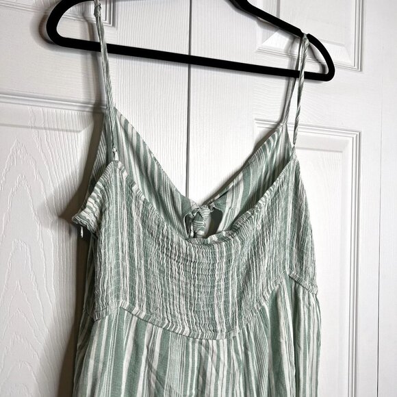 MINKPINK Sage Green White Striped Low Tied Jumpsuit Women's Size Large L - Picture 10 of 11